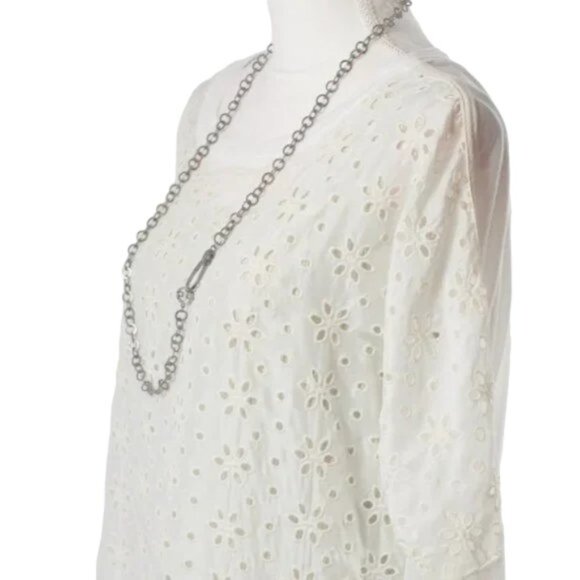 Johnny Was Ivory Eyelet Lace Slip-On Boho Full Asymmetrical Tunic, Size … - Picture 5 of 13